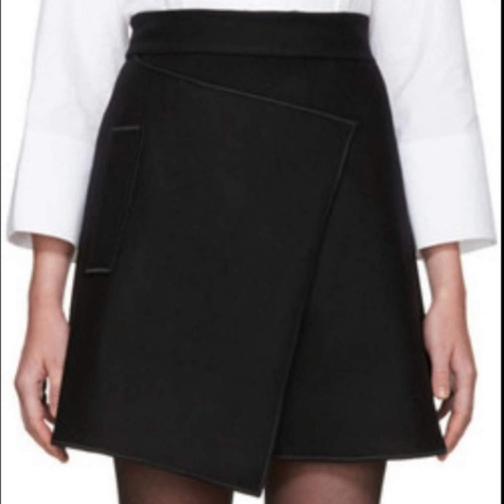 Carven Asymmetric Wool A Line Skirt